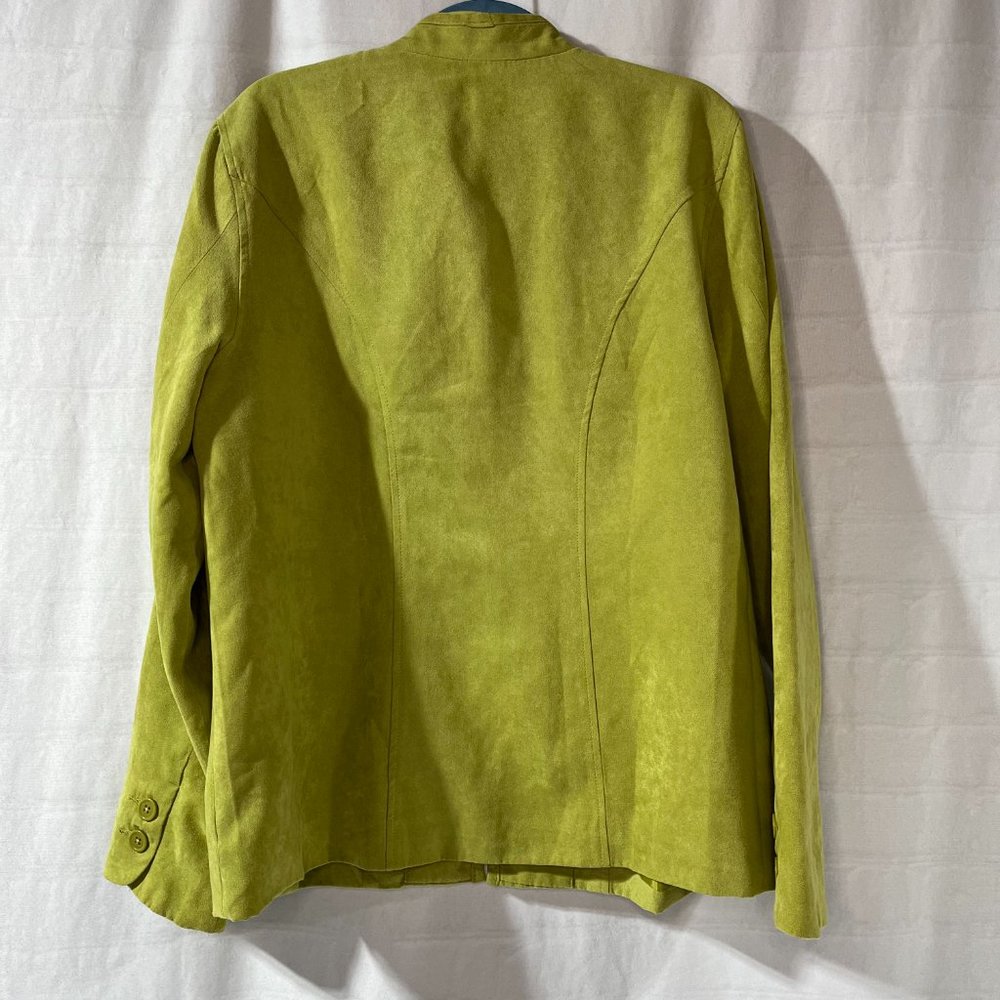 Women's Studio Works Lime Green Suede Feel Zip Up Jacket, Size 14 - Picture 2 of 4